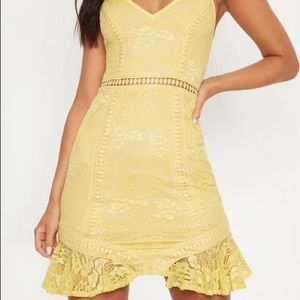 plt yellow lace bodycon dress